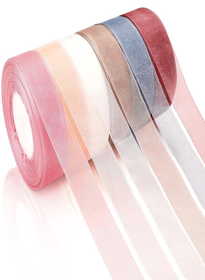 Bluedeal 6 Rolls Sheer Chiffon Ribbon Organza Satin Transparent Chiffon Ribbon for Wrapping Decorating Valentine's Day Wedding Birthday Bouquet Garland (50 Yard Each Roll, Multicolor) - Image 1